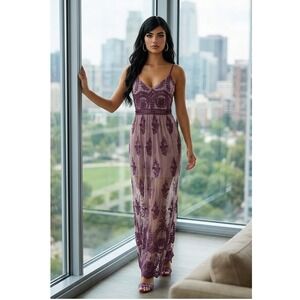 Altar'd State S Lace Overlay Maxi Dress Purple Sheer Fairycore Dainty Feminine